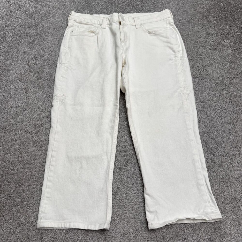 Levi's 51710 Cropped Denim Jeans Womens 6 Winter White Embroidered Star Sample